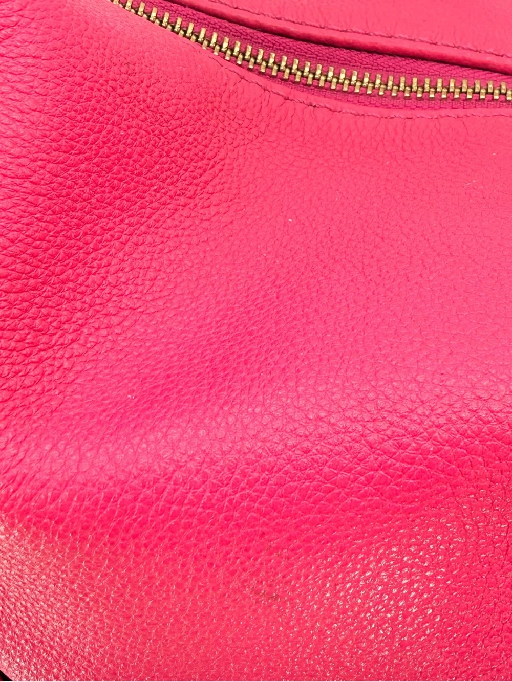 MICHAEL KORS Hot Pink Leather Hobo Shoulder Bag Gold MK Logo